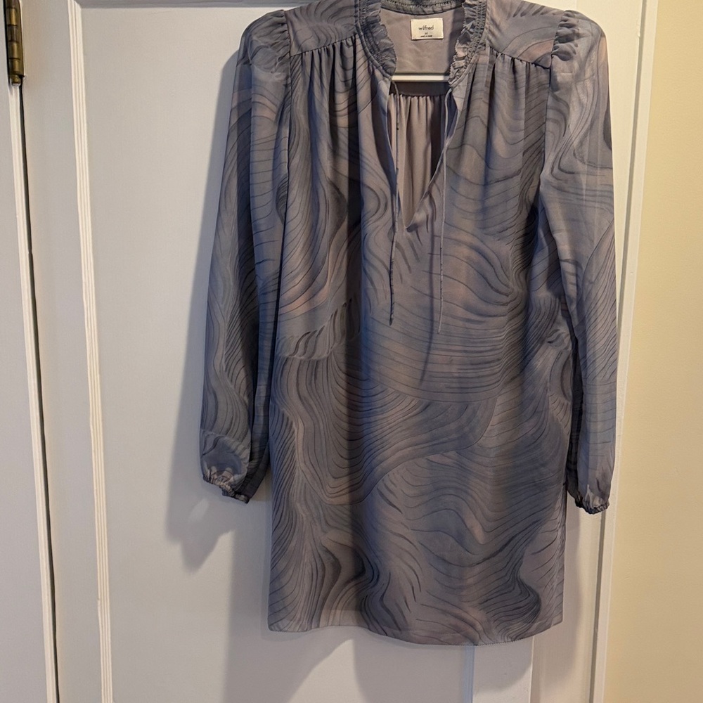 Aritzia Wilfred Sheer Long Sleeve Dress in Gray